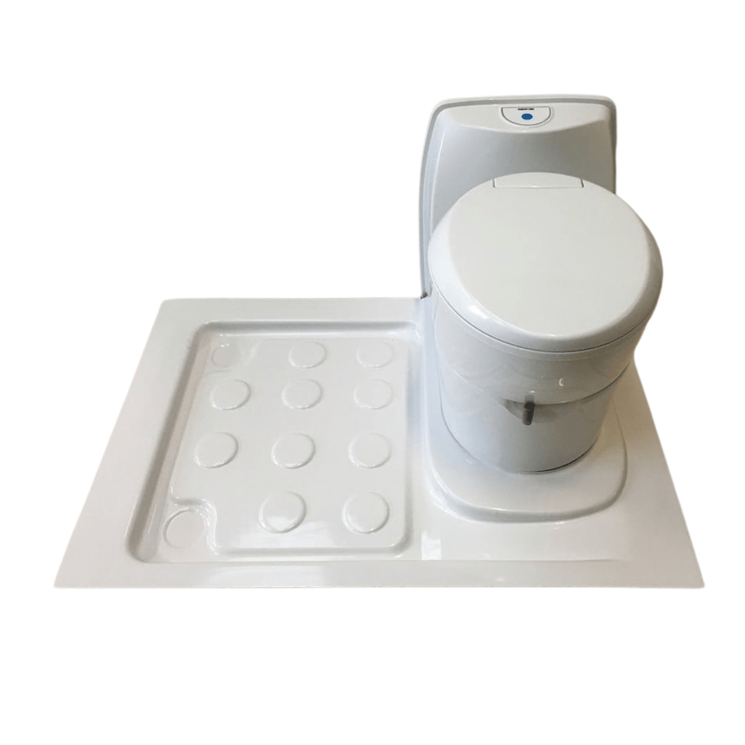 Swivel cassette toilet on its 80 x 70 cm shower tray - EuroVan-shop