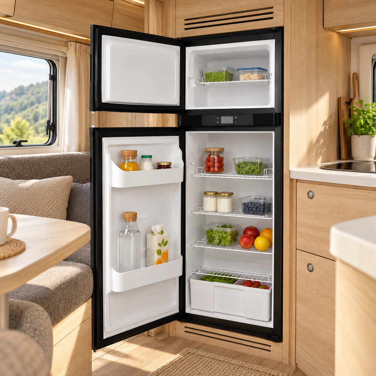 VanCool 140L installed in a motorhome — open