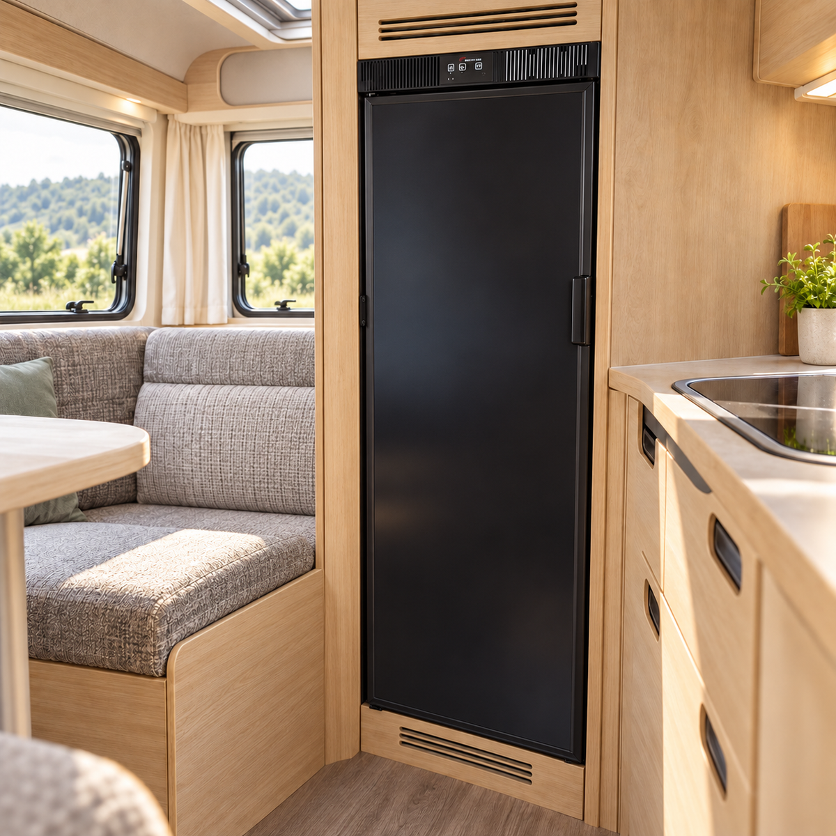 VanCool 150-Slim installed in a motorhome — closed