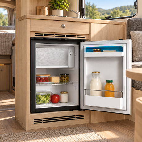 VanCool 50-BCD installed in a motorhome — open