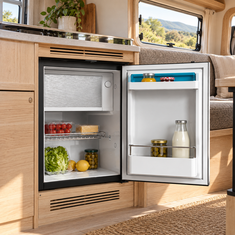 VanCool 85-BCD installed in a motorhome — open