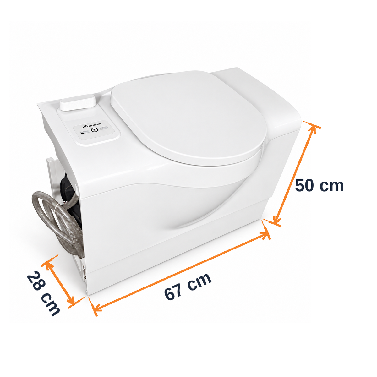 W5001 bench cassette toilet — dimensions 67 × 50 × 28 cm